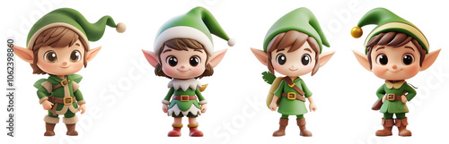 A 3D elf icon with a transparent background, symbolizing the playful helpers of Santa during the Christmas season.