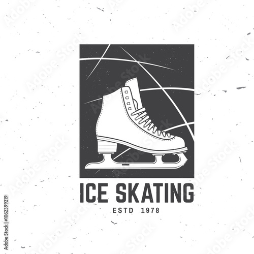 Ice Skate club logo, badge design. Concept for shirt or logo, print, stamp or tee with ice skating. Winter sport. Vector illustration.