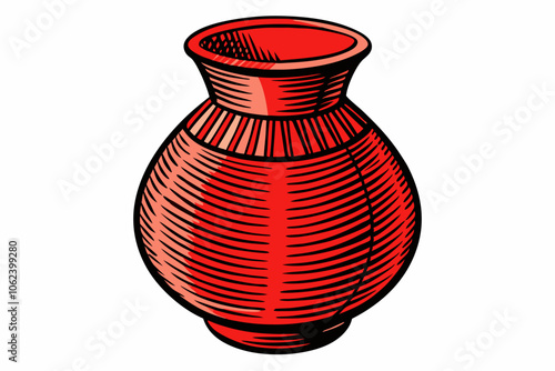 two red vase vector on isolated background, hand drawn sketch