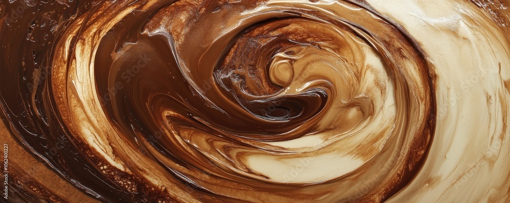 Close-Up of Rich Chocolate Swirls in Warm Brown Tones with Smooth, Glossy Texture Close-Up of Rich Chocolate Swirls in Warm Brown Tones with Smooth, Glossy Texture