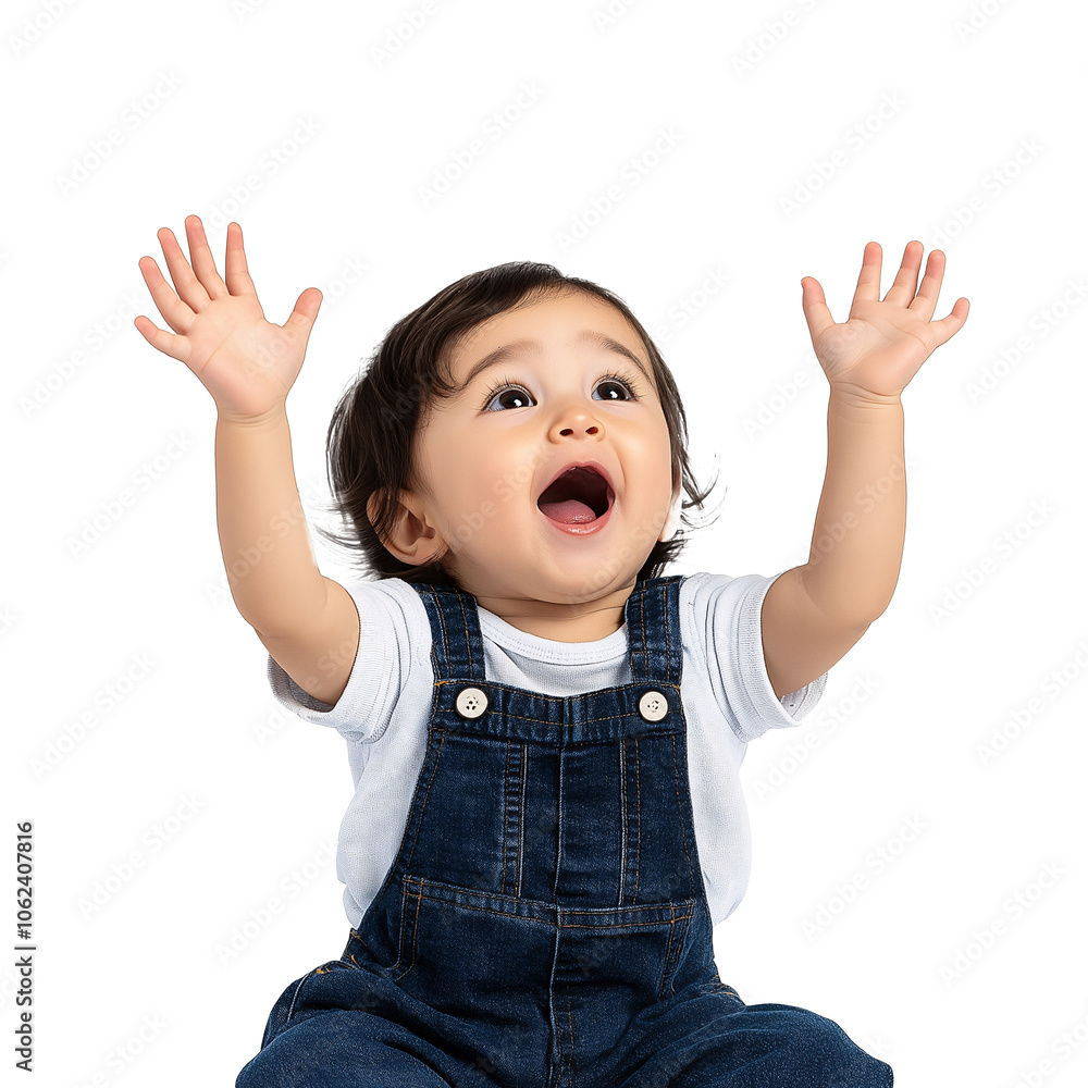 Adorable Baby Girl Reaching Up with Joyful Expression Adorable Baby Girl Reaching Up with Joyful Expression
