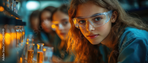 Focused Student in a Science Lab