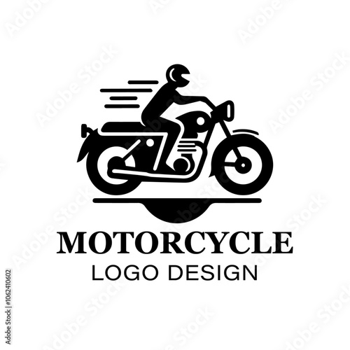  "Motorcycle logo design in black and white, ideal for motorbike companies, rider clubs, custom bike shops, or adventure tourism businesses needing strong branding"