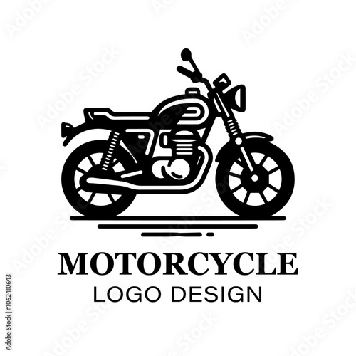  "Motorcycle logo design in black and white, ideal for motorbike companies, rider clubs, custom bike shops, or adventure tourism businesses needing strong branding"