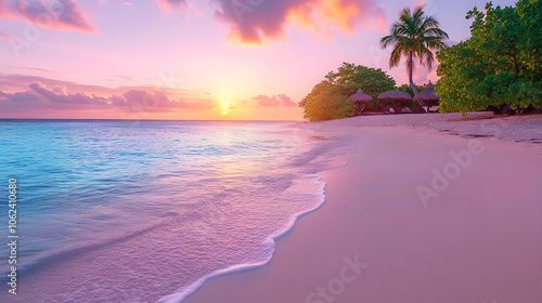 A Peaceful Dawn Coastal Scene Portraying Soft Waves and Pastel Colors in the Morning Light, Evoking Serenity and Beauty
