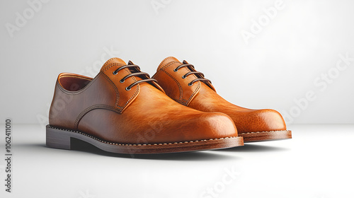 Elegant Presentation of Quality Horsehide Mactoe Shoes on a Light Background with Ample Copy Space for Premium Branding photo