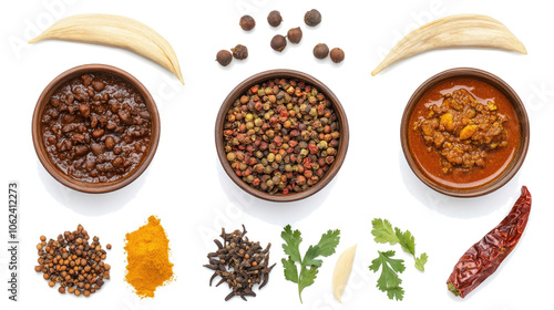 Fresh Indian Curry Sets for Decoration on a Transparent Background Generative AI