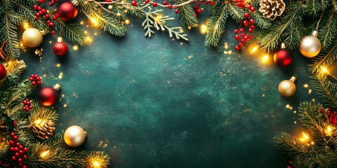Festive wreath adorned with colorful ornaments, twinkling lights, pinecones, and lush green foliage.