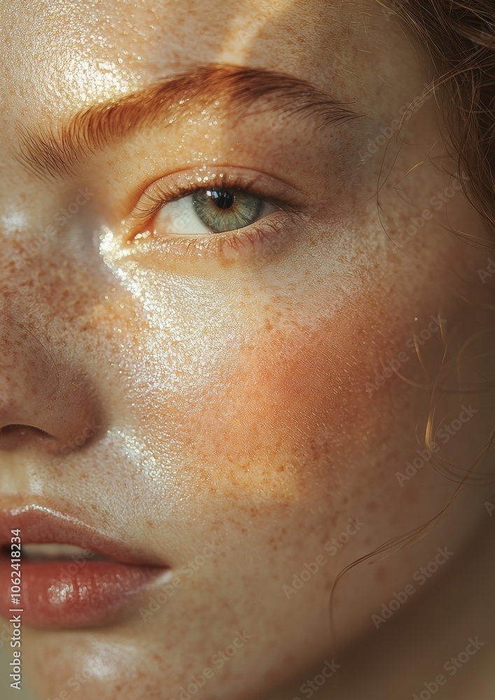 A woman with green eyes and a light skin tone A woman with green eyes and a light skin tone
