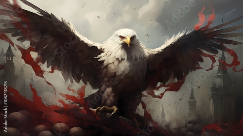 Majestic eagle symbolizing polish independence with dramatic background and rich colors