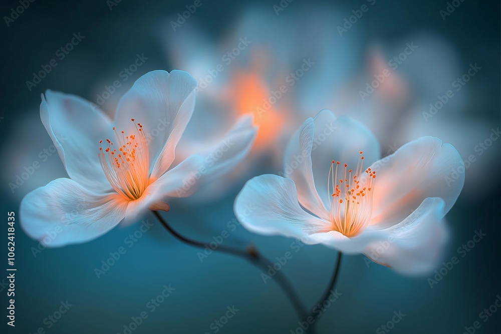 Fototapeta premium The cherry blossoms bloom softly and shine beautifully in the dark.
