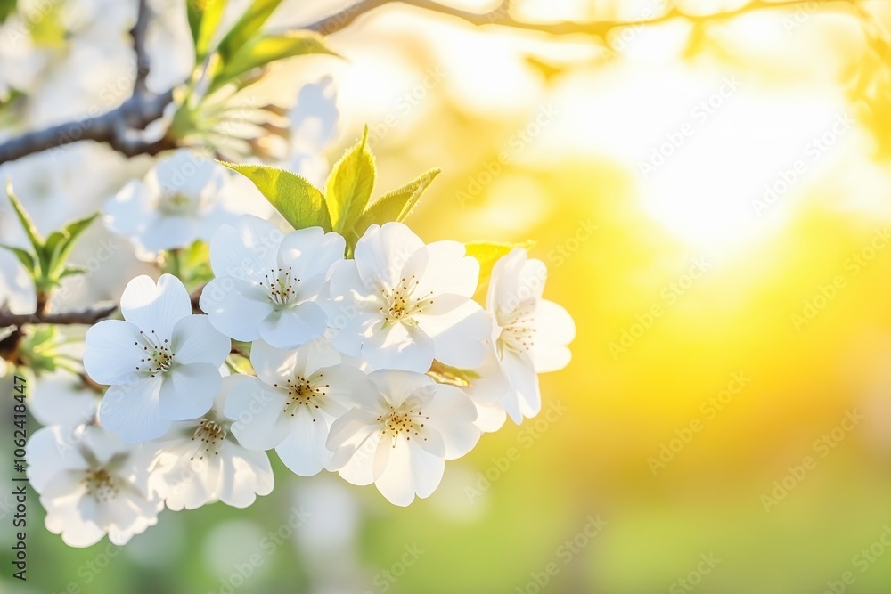 The petals of cherry blossoms radiate warmth, glowing softly against a golden-hour sky. The petals of cherry blossoms radiate warmth, glowing softly against a golden-hour sky.
