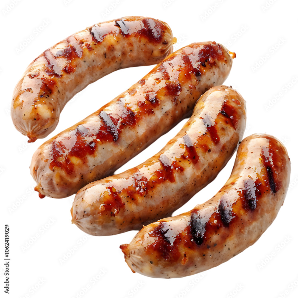 Smoked pork sausage links, Isolated on White Background Smoked pork sausage links, Isolated on White Background