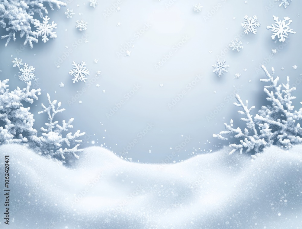 White snowflakes on a silver background, Christmas season texture White snowflakes on a silver background, Christmas season texture