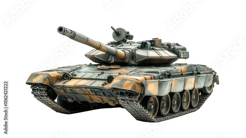 Battle tank isolated on white created with Generative AI