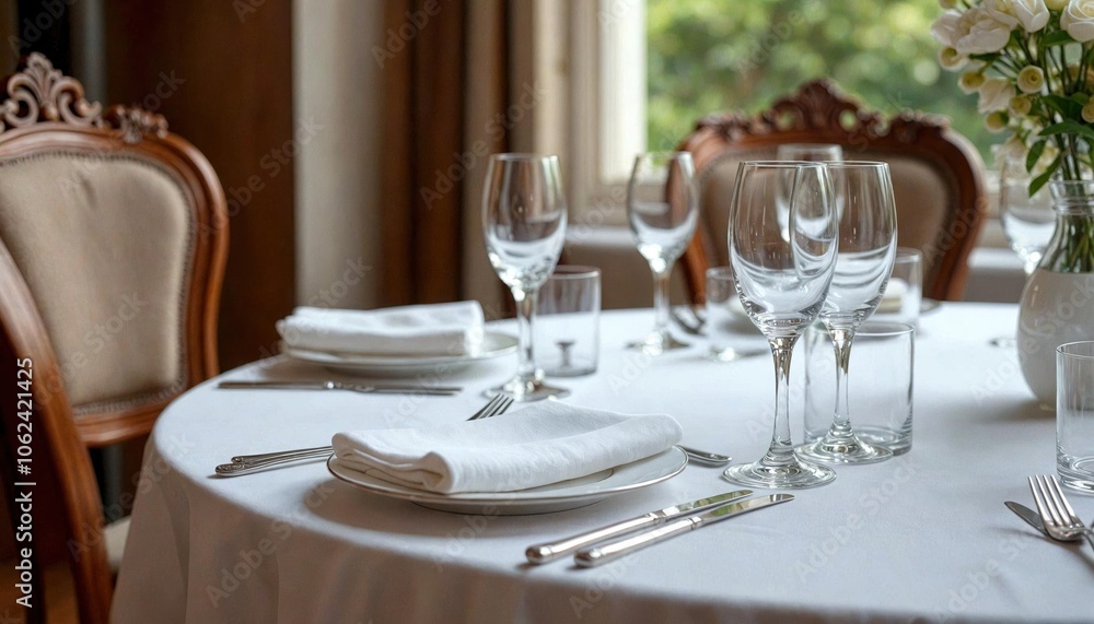 Elegant Wooden Chairs and Table Setting Elegant Wooden Chairs and Table Setting