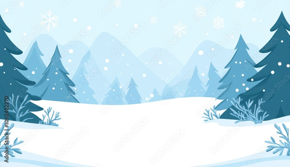 Fototapeta premium Winter wald, a serene natural landscape in the background with a text-free area