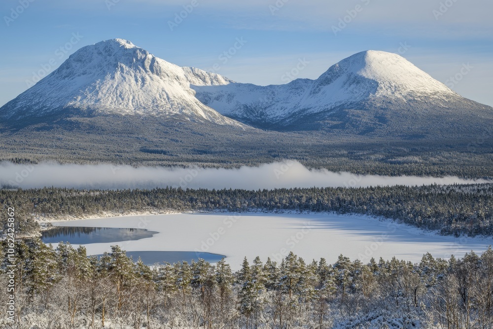 Mountains in winter. Nature of snowy mountains in the morning. Mountains in winter. Nature of snowy mountains in the morning.
