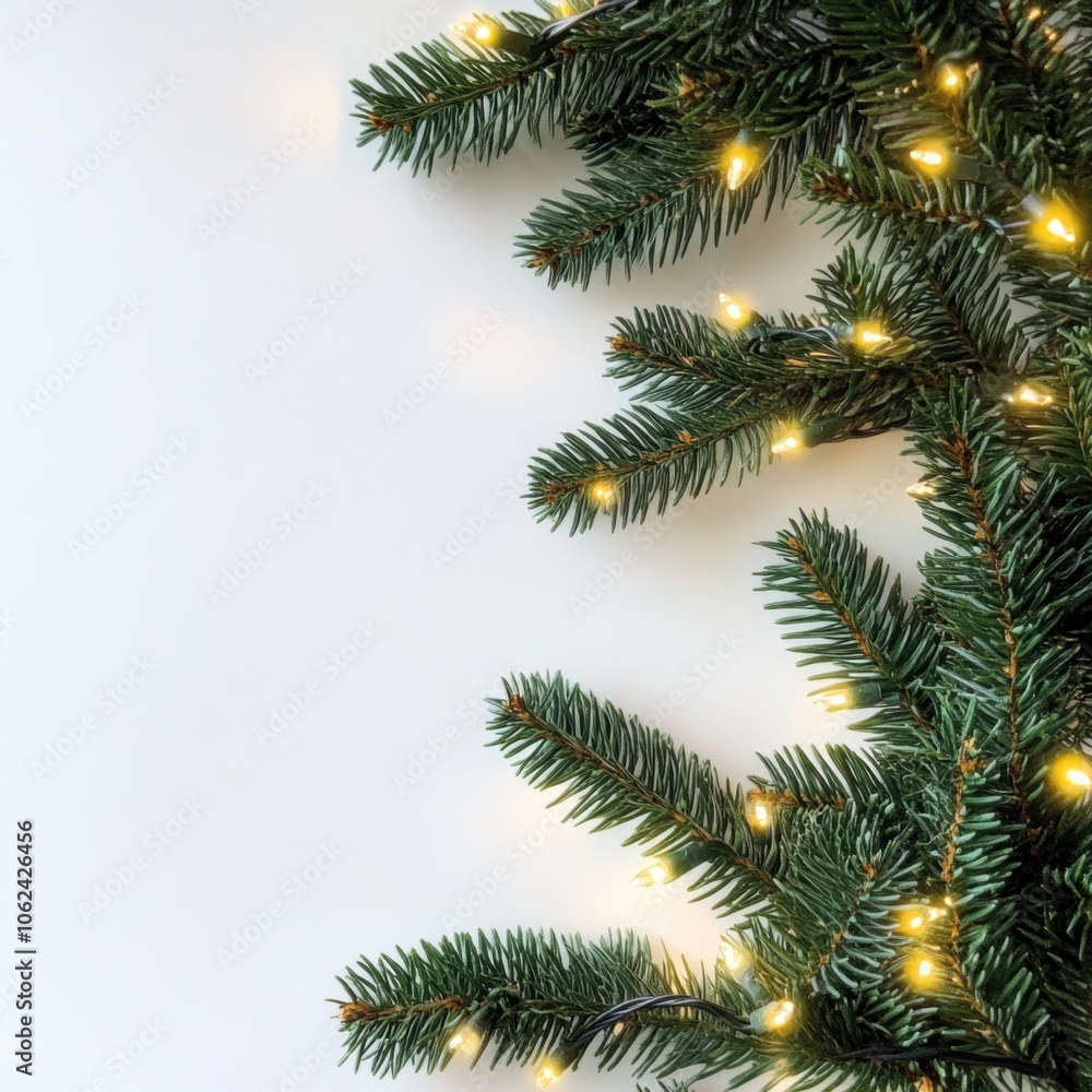 Christmas garland with red and gold baubles, berries, and pinecones on a white background. Christmas garland with red and gold baubles, berries, and pinecones on a white background.