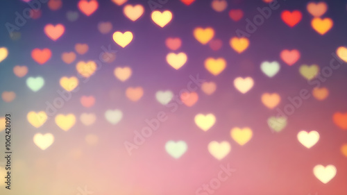  Love symbol heart shpaes in  colorful bokeh lights, concept for Valentine's Day, wedding etc. AI generated image photo