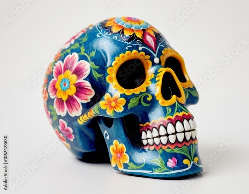 day of the dead skulls isolated on white background mexican mexico photo