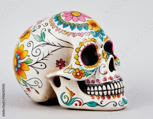 day of the dead skulls isolated on white background mexican mexico photo