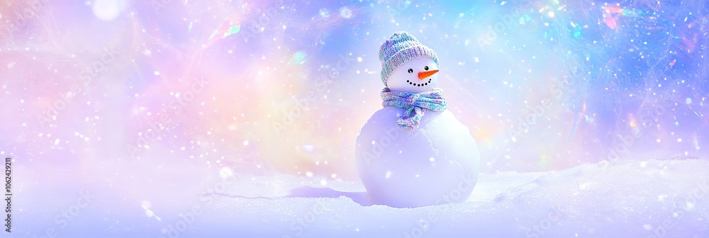 Snowman with snow, winter landscape with copyspace background Snowman with snow, winter landscape with copyspace background