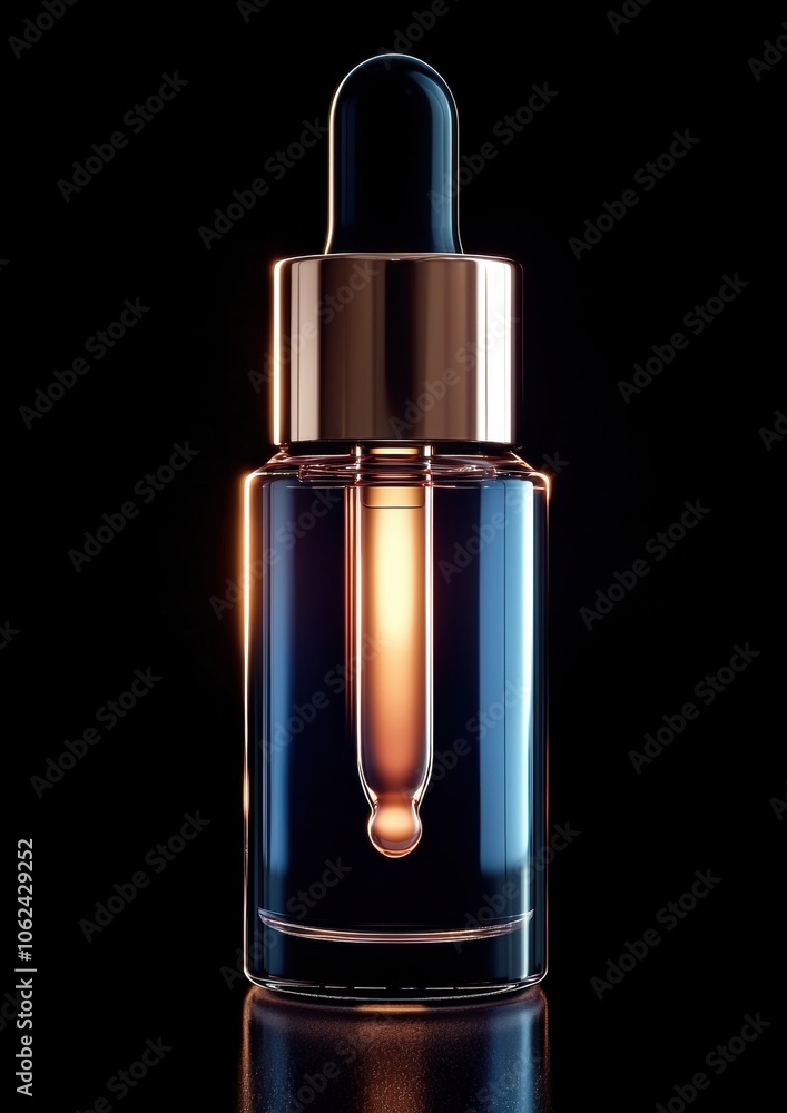A bottle of perfume with a gold colored cap A bottle of perfume with a gold colored cap