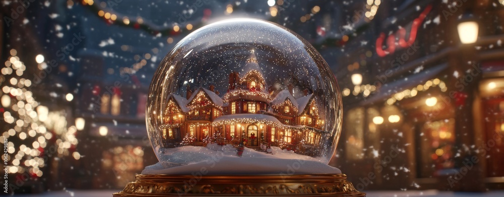 Featuring a cozy house and snowflakes, this magical snow globe captures the enchanting spirit of the holiday season in a whimsical and festive setting. Featuring a cozy house and snowflakes, this magical snow globe captures the enchanting spirit of the holiday season in a whimsical and festive setting.