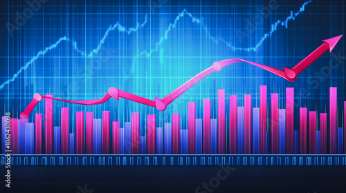 charts and graphs with statistics to innovative analyze business potential and forecast future development of companies growth.