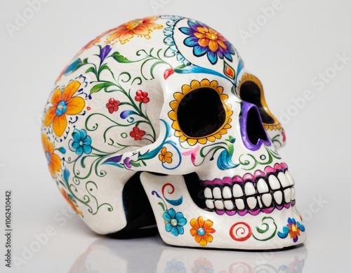 day of the dead skulls isolated on white background mexican mexico photo