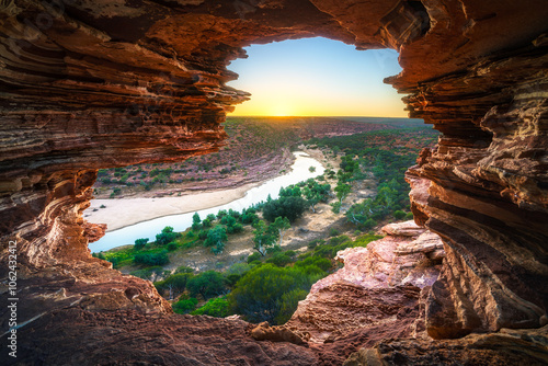 Obraz na płótnie sunrise at natures window in kalbarri national park, western australia w salonie