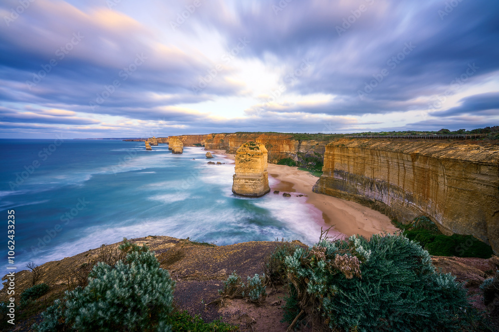 twelve apostles at sunrise, great ocean road in victoria, australia