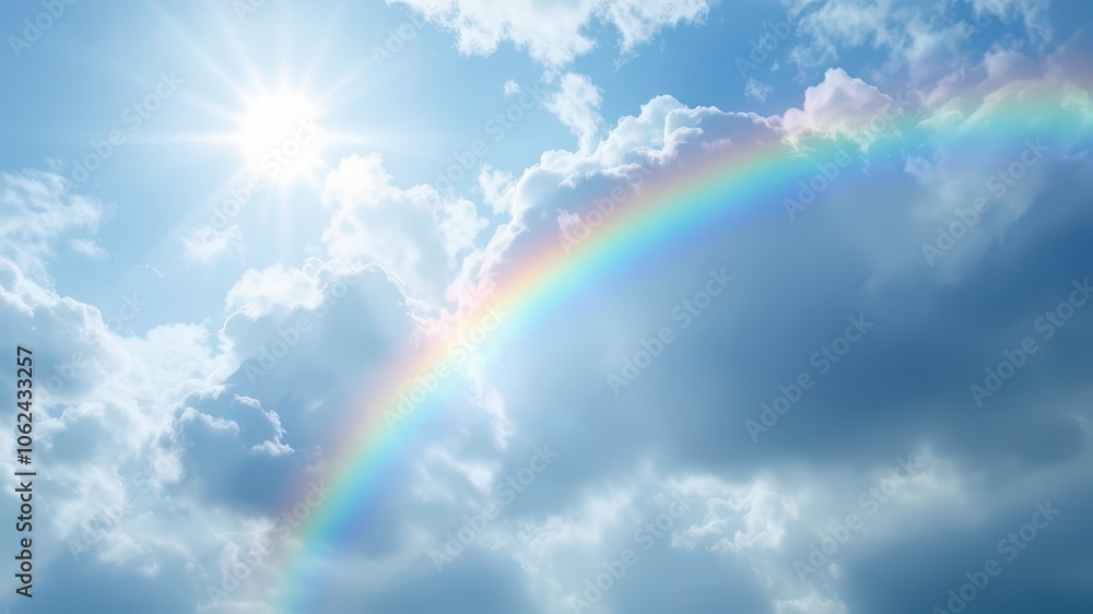 Sky with Bright Rainbow Background Sky with Bright Rainbow Background