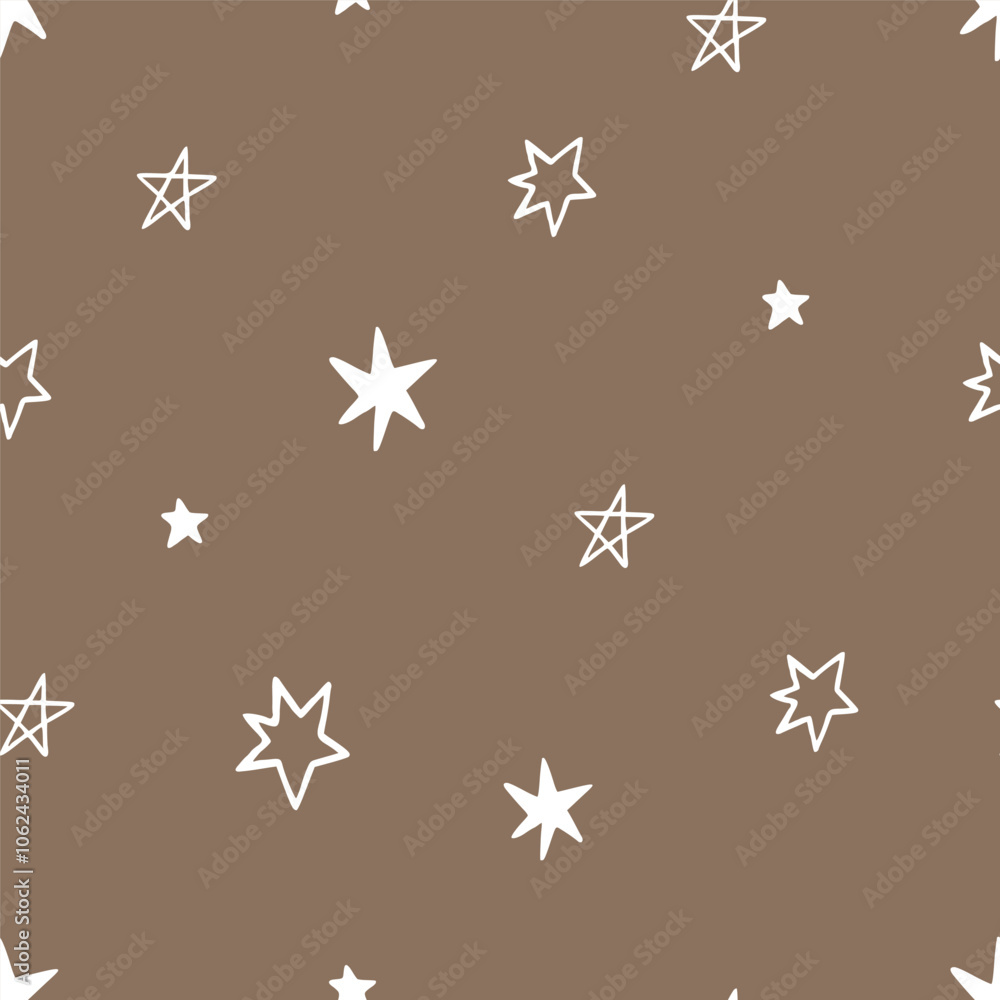 Cute seamless pattern background with hand drawn stars. Vector childish pattern. Nursery Boho print for textiles, wallpaper and packaging. Perfect for holiday decorations. Cute seamless pattern background with hand drawn stars. Vector childish pattern. Nursery Boho print for textiles, wallpaper and packaging. Perfect for holiday decorations.