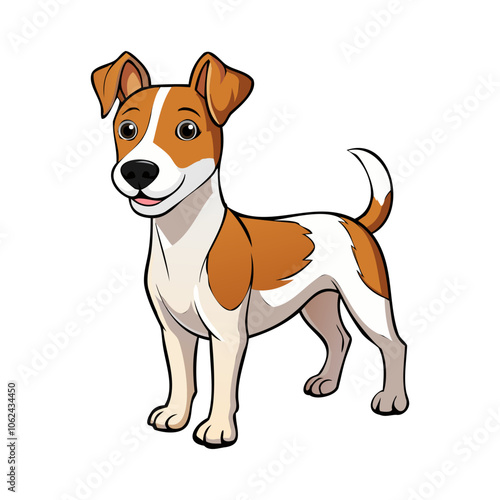 Brazilian Terrier dog breed vector illustration isolated on white background in cartoon style.