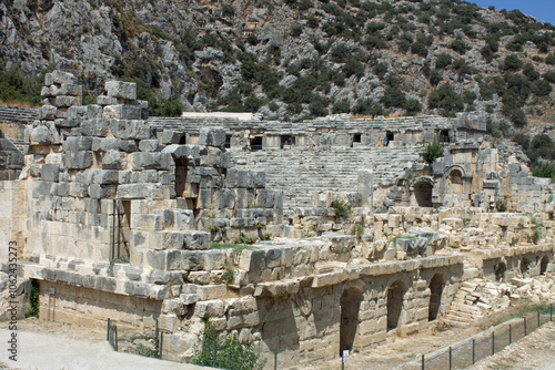 Wallpaper Mural MIRA, ANTALYA, TURKEY - architectural ruins with theatrical masks in the ruins of an ancient city on a sunny summer day Torontodigital.ca