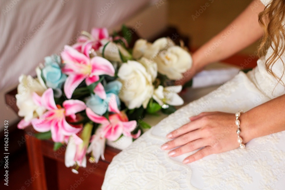 Bride Holding Wedding Flowers Bride Holding Wedding Flowers