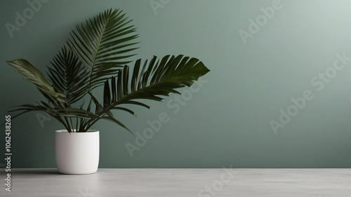 mockup natural organic cosmetic product presentation promo with green leaves. flat lay. copy space