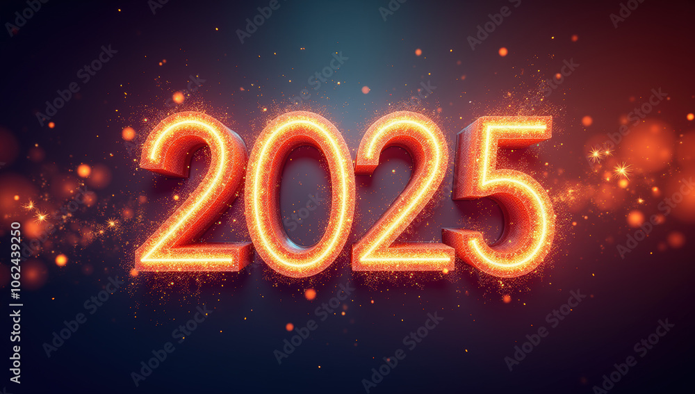Bright and Festive Representation of the Year 2025 with Glowing Sparks Against a Dark Background, Perfect for New Year Celebrations, Energetic Atmosphere, and Countdown Excitement Bright and Festive Representation of the Year 2025 with Glowing Sparks Against a Dark Background, Perfect for New Year Celebrations, Energetic Atmosphere, and Countdown Excitement