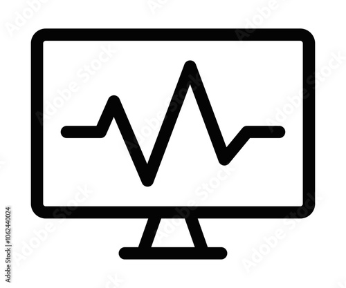 Line art of a heartbeat monitor, suitable for health, medical, or technology themes. Vector illustration. Editable stroke.