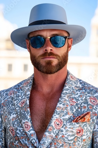 A man with a beard wearing a hat and sunglasses