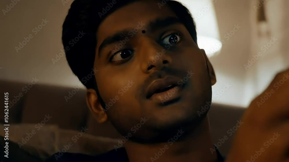 Young Indian Man in Shock Over Unexpected Text Message Young Indian Man in Shock Over Unexpected Text Message