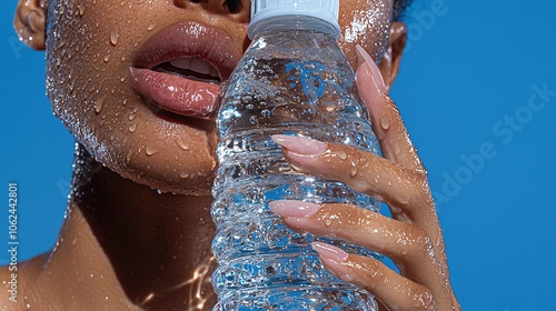 Woman is holding a bottle of water