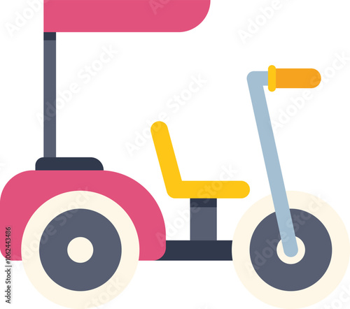 Colorful icon representing a pedal car, evoking childhood memories and outdoor fun