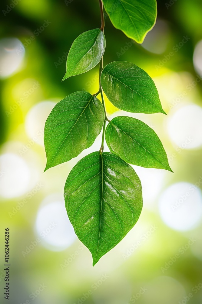 A close up of a green leaf on a tree branch A close up of a green leaf on a tree branch