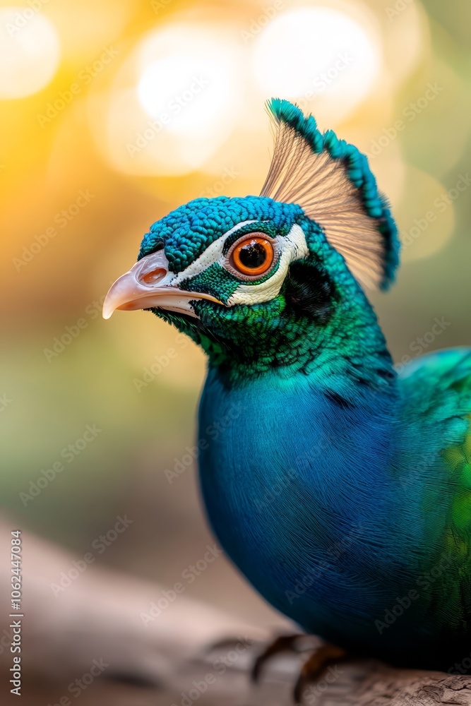 Obraz premium A peacock sitting on top of a tree branch