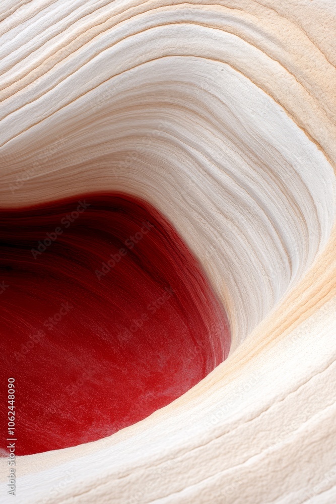 A close up of a red and white wave in a canyon A close up of a red and white wave in a canyon