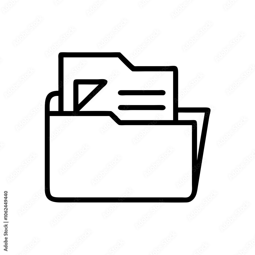 Simple line art illustration of documents inside a folder Simple line art illustration of documents inside a folder