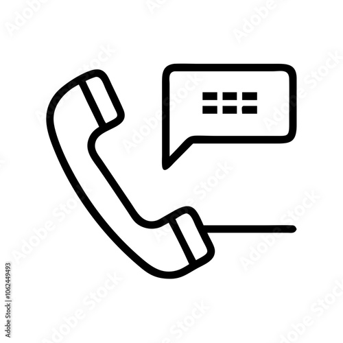 Telephone handset icon with speech bubble and message lines for call and communication